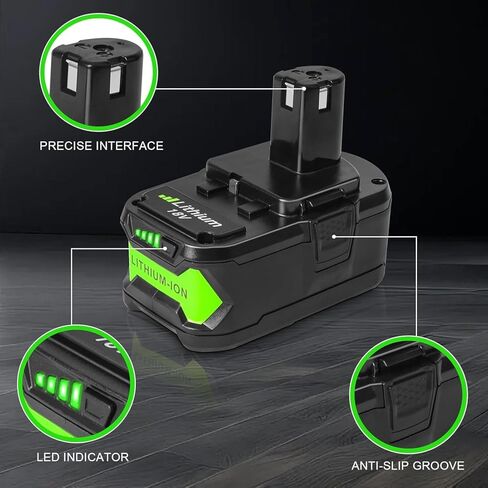 2 حزمة بطارية 6.0 أمبير متوافقة مع أدوات Ryobi 18V ONE+ - تعمل مع بطارية ليثيوم PCL235B PCL430B PCL500B RHV18-0 P262 P102 P103 P104 P105 P107 P108 بطارية ليثيوم (غير مصنوعة بواسطة Ryobi) in Saudi Arabia