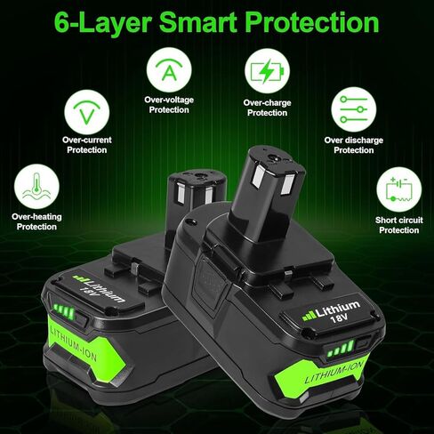 2 حزمة بطارية 6.0 أمبير متوافقة مع أدوات Ryobi 18V ONE+ - تعمل مع بطارية ليثيوم PCL235B PCL430B PCL500B RHV18-0 P262 P102 P103 P104 P105 P107 P108 بطارية ليثيوم (غير مصنوعة بواسطة Ryobi) in Saudi Arabia