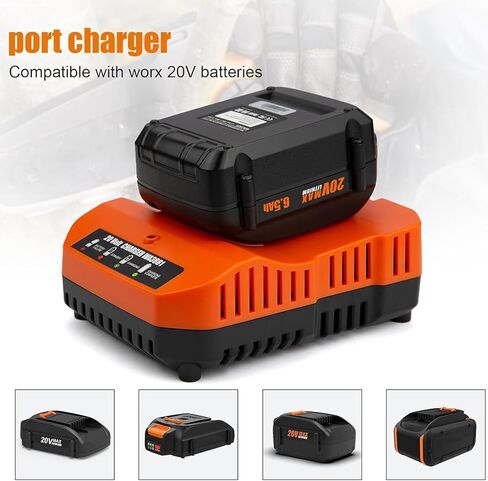 YSTASTERIS 2 Pack 6.5Ah Replacement for Worx Battery 20V Compatible with Worx 20 Volt Lithium WA3575 WA3578 WA3520 WA3525 and Charger in Kuwait