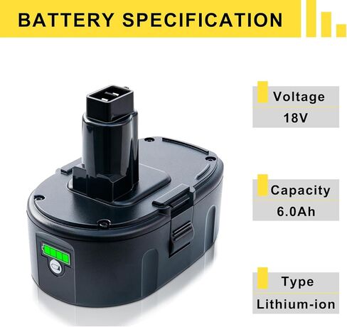 EOTTK 2-Pack 6000mAh Replacement for Dewalt 18V Battery DC9096 DC9098 DC9099 Compatible with Dewalt 18V XRP Batteries in Kuwait