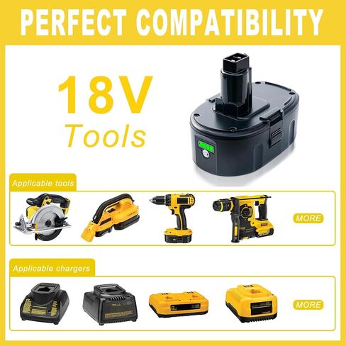 EOTTK 2-Pack 6000mAh Replacement for Dewalt 18V Battery DC9096 DC9098 DC9099 Compatible with Dewalt 18V XRP Batteries in Kuwait