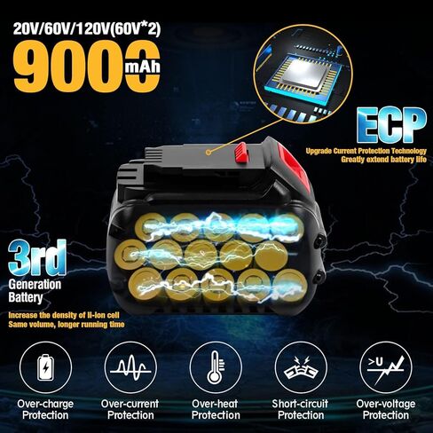 TenHutt 9.0Ah Replacement for Dewalt 20v/60v Flex-Volt Battery DCB615 DCB612 DCB609 DCB606, Compatible with Dewalt 60V MAX Cordless Power Tool & Chargers DCB1112 DCB101 DCB115 DCB118 DCB1104 DCB1106 in Kuwait