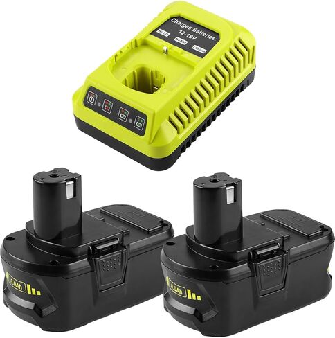 2-Pack 8.0Ah 18V Replacement Battery for Ryobi 18V Battery and P117 Charger Combo Compatible with Ryobi ONE+ P102 P103 P104 P105 P107 P108 P109 P122 Cordless Power Tools in Kuwait