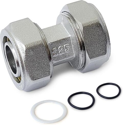 1PCS 3/4’’ Union Compressed Air Line Fittings, 3/4’’ x 3/4’’ Piping, 200PSI Working Pressure, Air Piping Fittings for Shop Garage Compressed Air Tube System Brass-Nickel Plated in Kuwait
