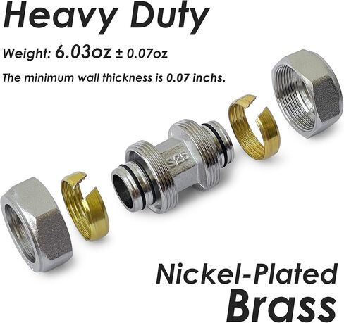 1PCS 3/4’’ Union Compressed Air Line Fittings, 3/4’’ x 3/4’’ Piping, 200PSI Working Pressure, Air Piping Fittings for Shop Garage Compressed Air Tube System Brass-Nickel Plated in Kuwait
