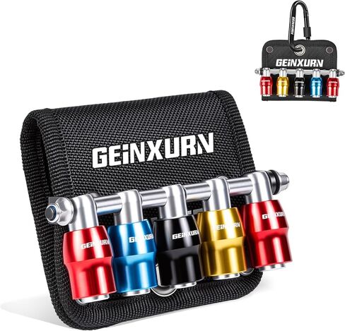 Geinxurn 5Pcs One Hand Quick Release Bit Holder Set, Belt Clip Organizer with Double Lock Aluminum Catcher & Polyester Fabric Key Chain Tool Kit for DIY & Outdoor Work in Kuwait