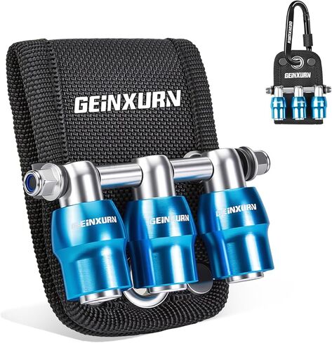 Geinxurn 5Pcs One Hand Quick Release Bit Holder Set, Belt Clip Organizer with Double Lock Aluminum Catcher & Polyester Fabric Key Chain Tool Kit for DIY & Outdoor Work in Kuwait
