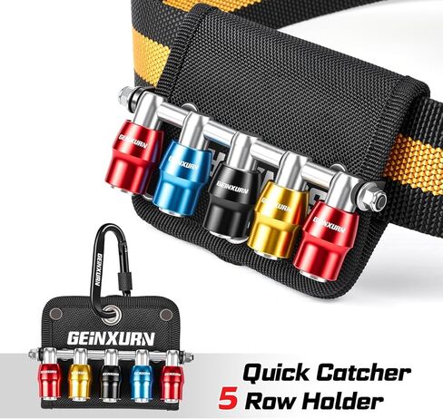 Geinxurn 5Pcs One Hand Quick Release Bit Holder Set, Belt Clip Organizer with Double Lock Aluminum Catcher & Polyester Fabric Key Chain Tool Kit for DIY & Outdoor Work in Kuwait