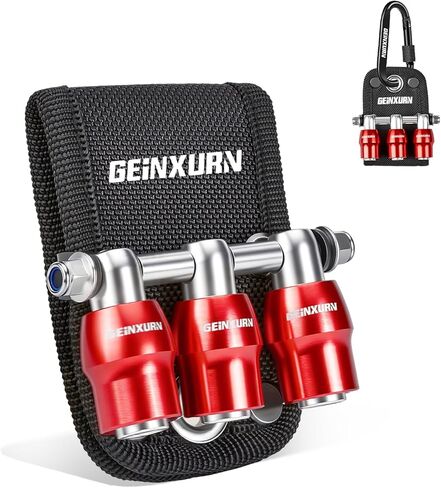 Geinxurn 5Pcs One Hand Quick Release Bit Holder Set, Belt Clip Organizer with Double Lock Aluminum Catcher & Polyester Fabric Key Chain Tool Kit for DIY & Outdoor Work in Kuwait