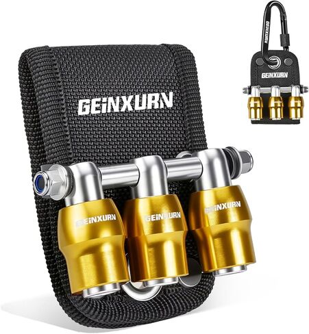 Geinxurn 5Pcs One Hand Quick Release Bit Holder Set, Belt Clip Organizer with Double Lock Aluminum Catcher & Polyester Fabric Key Chain Tool Kit for DIY & Outdoor Work in Kuwait