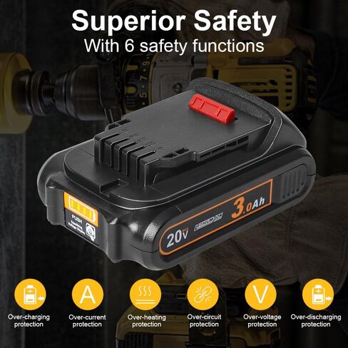 TENMOER 2-Pack 3.0Ah Battery Compatible with Dewalt 20V Max Battery with DCB112 Charger Starter Kit Fast Charging in Kuwait