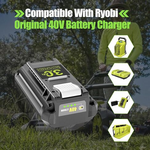 40V 3.0Ah OP4030 Replacement for Ryobi 40V Battery OP4026 OP4050 OP40201 OP40261 OP40601 OP40401, Compatible with Ryobi 40 volt Lithium Battery Chargers & Cordless Power Tools RY40480 RY401140 RY40290 in Kuwait