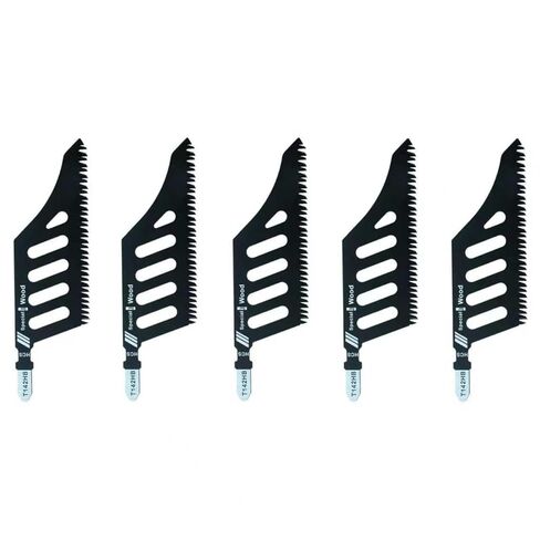 T142HB T-Shank Jigsaw Blades for Wood, 1.26'' Extra-Wide Body for Flush & Stable Straight Cuts, Tri-Ground Teeth, SK5 High Carbon Steel, for Trim & Baseboard, Plywood (5 Pcs) in Kuwait