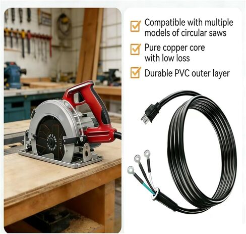 95104L استبدال سلك الطاقة منشار دائري، متوافق مع منشار محرك الدودة SKILSAW SPT77WM SPT78W SPT55 SPT70V سلك طاقة متين شديد التحمل، مناسب لمنشار دائري SKIL M77 77 قطع غيار الأدوات الكهربائية in Kuwait