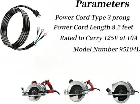 95104L استبدال سلك الطاقة منشار دائري، متوافق مع منشار محرك الدودة SKILSAW SPT77WM SPT78W SPT55 SPT70V سلك طاقة متين شديد التحمل، مناسب لمنشار دائري SKIL M77 77 قطع غيار الأدوات الكهربائية in Kuwait