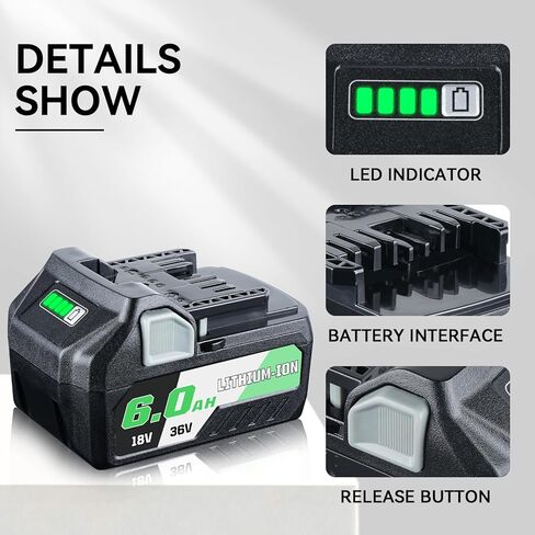 LUMSING 2Pack 6.0Ah BSL36B18 18V/36V بديل لبطارية Metabo، متوافق مع بطارية Metabo 18V BSL36A18، BSL36B18، 371751M، 372121M أداة الطاقة اللاسلكية in Kuwait