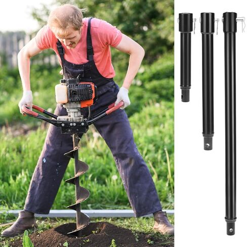 QWORK 3-Piece Auger Extension Drill Bit Set (8", 12", 20") – Fits 3/4" Shaft, Heavy Duty Post Hole Digger Replacement for Earth Ice Deep Drilling in Kuwait