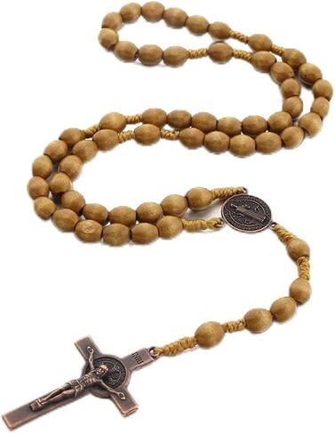 KOMI Handmade Wooden Catholic Rosaries, Rosary Beads Necklace From Bethlehem Wood Christian Prayer Holy Soil Medal & Metal Cross For Catholic Or Christian Gift in Kuwait
