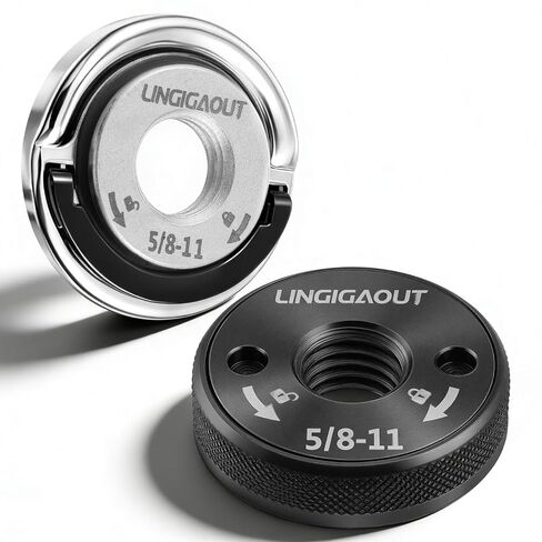 2PCS Angle Grinder Flange Nut with 5/8-11 Inch Thread Metal Grinder Lock Nut Quick Release Locking Nuts for Angle Grinders with 5/8-11 Threaded Spindle for Replacement Fixing Cutting Disc Silver Black in Kuwait