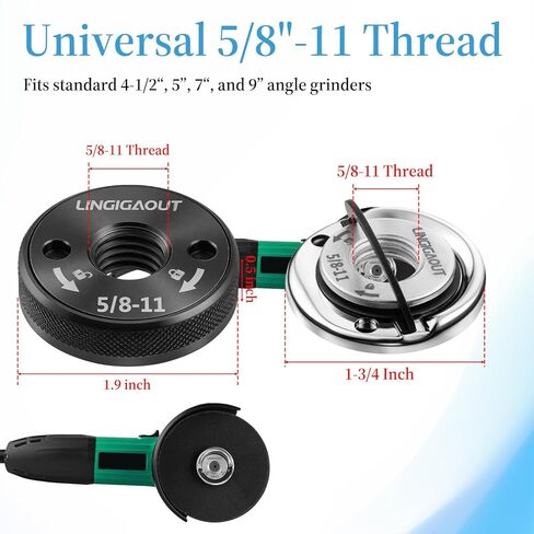 2PCS Angle Grinder Flange Nut with 5/8-11 Inch Thread Metal Grinder Lock Nut Quick Release Locking Nuts for Angle Grinders with 5/8-11 Threaded Spindle for Replacement Fixing Cutting Disc Silver Black in Kuwait