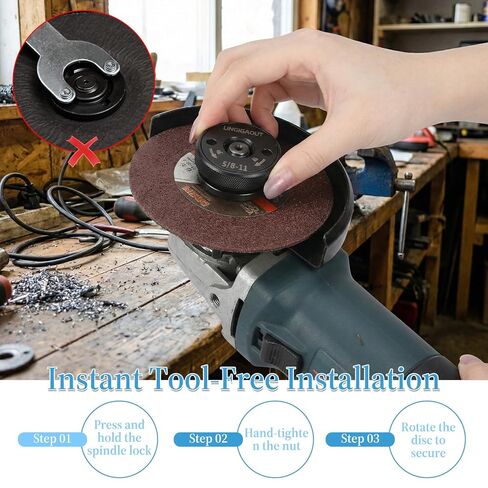 2PCS Angle Grinder Flange Nut with 5/8-11 Inch Thread Metal Grinder Lock Nut Quick Release Locking Nuts for Angle Grinders with 5/8-11 Threaded Spindle for Replacement Fixing Cutting Disc Silver Black in Kuwait