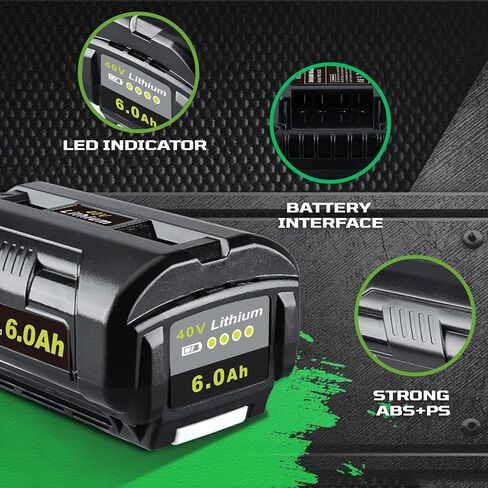 استبدال Masione 40V 6.0Ah لبطارية Ryobi المتوافقة مع بطارية Ryobi 40V OP40601 OP4050A OP4040 OP4030 OP4050 OP40401 المتوافقة مع الأدوات اللاسلكية in Kuwait