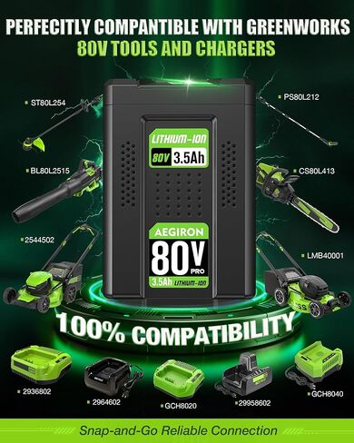 Replacement for Greenworks 80V Battery 3500mAh, Compatible with Greenworks Pro 80V 75+ Power Tool, Replace for 80 Volt Greenworks Battery GBA80200 GBA80250 GBA80400 GBA80500 GCH8040 2502202 in Kuwait