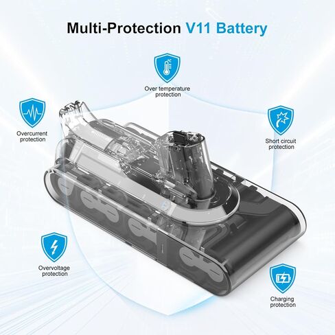 25.2V 5000mah V11 Battery Replacement for Dyson Button Click in Installation Style Battery Compatible with Dyson V11/V15/SV15/SV16/SV22/Extra/Absolute/Animal/Torque/Drive/Outsize/970425-01 Vacuum in Kuwait