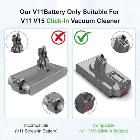 25.2V 5000mah V11 Battery Replacement for Dyson Button Click in Installation Style Battery Compatible with Dyson V11/V15/SV15/SV16/SV22/Extra/Absolute/Animal/Torque/Drive/Outsize/970425-01 Vacuum in Kuwait