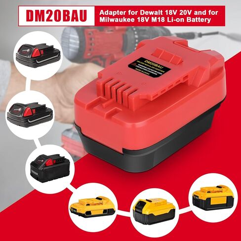KUNLUN Battery Adapter Upgrade, for Bauer 20V Cordless Tools, Compatible with Dewalt 20V MAX XR and Milwaukee 18V Red Lithium Battery for Power Supply. No Charging Function (1 Adapter Only) in Kuwait