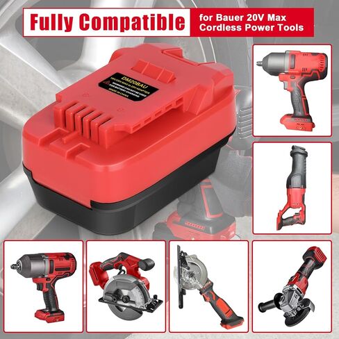 KUNLUN Battery Adapter Upgrade, for Bauer 20V Cordless Tools, Compatible with Dewalt 20V MAX XR and Milwaukee 18V Red Lithium Battery for Power Supply. No Charging Function (1 Adapter Only) in Kuwait