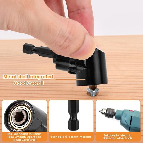 21 Pcs Flexible Drill Bit Extension Set Includes 105° Right Angle Drill Adapter 360° Rotatable 1/4 3/8 1/2" Impact Grade Socket Adapter Drills Bit Holder 10 Short Screwdriver Bits(COLOR:black) in Saudi Arabia
