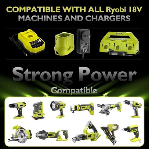 TURPOW New Model 4.0Ah Replacement for Ryobi 18V Li-ion Battery PBP003 Battery Lithium ONE+ Plus PBP002 PBP003 PBP004 PBP005 PBP006 P102 P103 P104 P105 P107 P108 P109 P189 P190, P122, P191 2 Pack in Kuwait