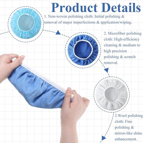 40 Pcs 9'' to 10'' Car Polisher Bonnets, Buffer Pads Bulk, Microfiber Polishing Pad Cover, Orbital Buffer Polisher Waxing Covers, Car Wax Cover for Cleaning and Polishing in Kuwait