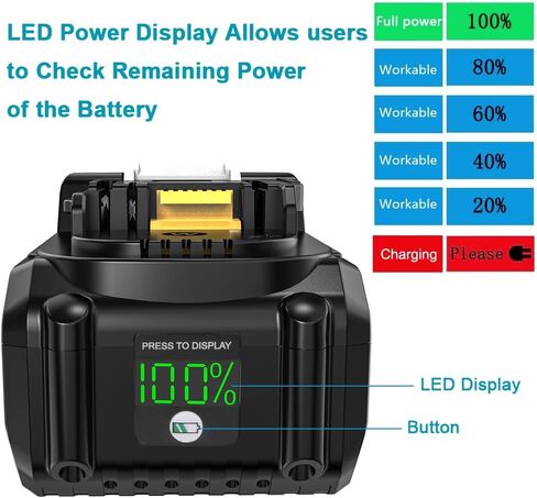 TENMOER Upgrade 2 Packs 10Ah 18V Replacement for Makita 18V Battery Compatible with 18Volt Makita Batteries Power Tools with LED Indicator in Kuwait