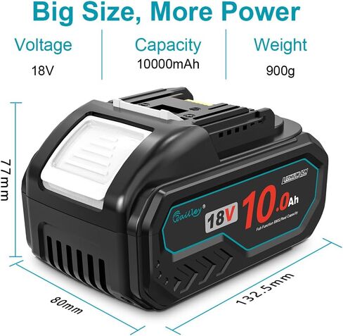 TENMOER Upgrade 2 Packs 10Ah 18V Replacement for Makita 18V Battery Compatible with 18Volt Makita Batteries Power Tools with LED Indicator in Kuwait