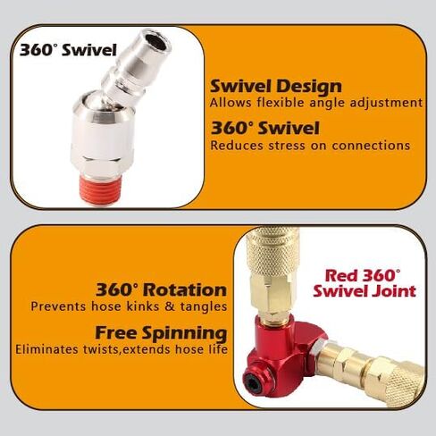 19 Pcs Air Hose Fitting, 1/4″ NPT Brass Plated Quick Couplers, Straight & Swivel Connectors for Workshop, DIY & Tool Maintenance in Kuwait
