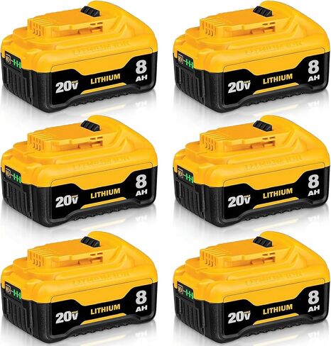 استبدال DCB200 8.0Ah لبطارية ديوالت 20 فولت DCB204 DCB206 DCB203 DCB200 DCB201 DCB181 DCB180 متوافق مع بطاريات ليثيوم ديوالت 20 فولت والأدوات اللاسلكية مع مؤشر LED 2 حزم in Kuwait