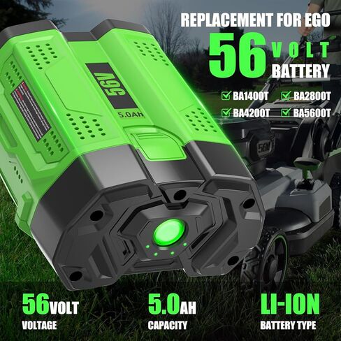 1 Pack 5000mAh 56 Volt Lithium ion Battery Replacement for EGO Batteries Compatible with EGO 56V Battery BA1400T BA1400 BA2800T BA2800 BA4200T BA4200 BA5600T BA5600 BA2242T BA3360T BA4480T(Green) in Kuwait