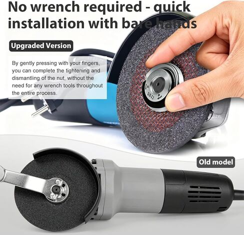 5/8 "-11 زاوية طاحونة شفة المكسرات 1-حزمة | مجموعة قفل خالية من الأدوات مع حلقة D وصامولة شفة ذاتية القفل شديدة التحمل للمطاحن 4-1 / 2 "5" 7 "9" | ملحقات طاحونة الزاوية (فضي) in Kuwait