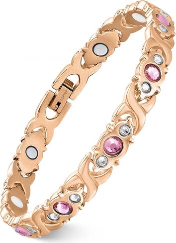 Feraco Copper Bracelets for Women, Ultra Strength Magnetic Bracelet with 3800 Gauss Neodymium Magnets & Dazzling Cubic Zirconia, 99.99% Pure Copper Jewelry Gift, Heart Shape in Saudi Arabia