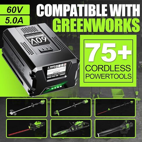 استبدال بطارية 60 فولت 5.0 أمبير في الساعة لبطارية Greenworks Pro 60 فولت LB60A03 LB60A02 LB60A00، متوافقة مع أداة الطاقة اللاسلكية 75+ Greenworks 60Volt in Kuwait