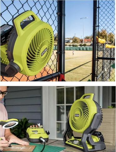 حزمة مروحة Ryobi المحمولة مع مروحة Ryobi 18V Hybrid Whisper Series 7-1/2 بوصة، بطارية 2.0 أمبير، شاحن 18 فولت، مصباح يدوي in Kuwait
