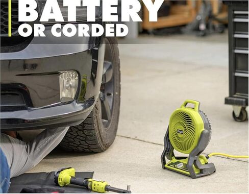 حزمة مروحة Ryobi المحمولة مع مروحة Ryobi 18V Hybrid Whisper Series 7-1/2 بوصة، بطارية 2.0 أمبير، شاحن 18 فولت، مصباح يدوي in Kuwait