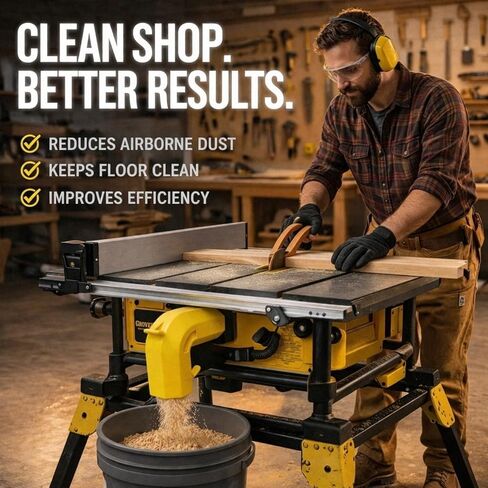 محول جمع الغبار بمنشار الطاولة المزدوج 2.5 بوصة، 62-66 مم مناسب عالمي، متوافق مع DeWALT DWE7485 DW745 DWE7491، موصل منفذ الغبار الخالي من الأدوات، ترقية ABS متينة لمساحة عمل أكثر نظافة in Kuwait