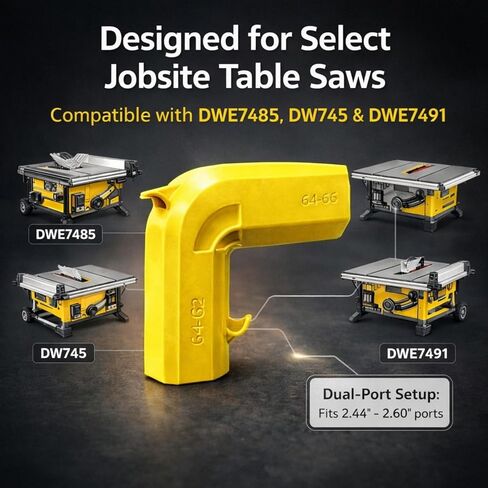 محول جمع الغبار بمنشار الطاولة المزدوج 2.5 بوصة، 62-66 مم مناسب عالمي، متوافق مع DeWALT DWE7485 DW745 DWE7491، موصل منفذ الغبار الخالي من الأدوات، ترقية ABS متينة لمساحة عمل أكثر نظافة in Kuwait