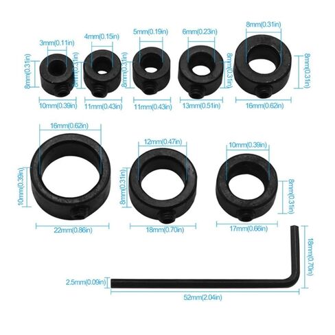 8 Pcs Adjustable Drill Depth Stop Collar Set Precision Guide Rings for Working and DIY Projects with Wrench Drill Depth Tool(Black) in Kuwait