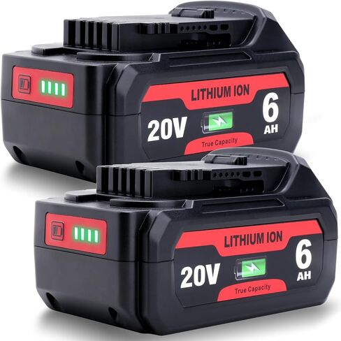 2 حزمة بطارية بديلة 6.0 أمبير 20 فولت متوافقة مع أدوات De-Walt 20 Volt MAX اللاسلكية، بطاريات ليثيوم أيون XR عالية السعة لسلسلة DCB206-2، DCB204، DCB230، DCB203، DCB201، DCD/ DCF/DCG in Kuwait