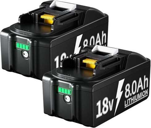 POWTREE 2 عبوات 8.0 أمبير بديلة لبطارية ماكيتا BL1830 المتوافقة مع بطارية ماكيتا 18 فولت BL1815 BL1860 BL1860B BL1820 BL1820B BL1850B BL1850 BL1840 BL1845 تعمل مع أدوات كهربائية 18 فولت in Kuwait