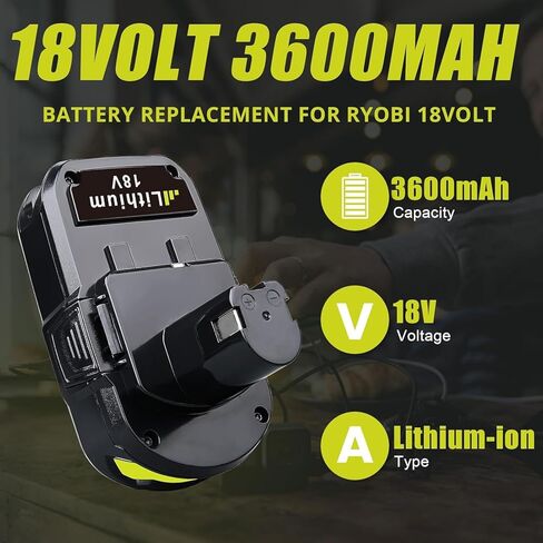 Ferryboat 2packs 3600mAh P102 استبدال لبطارية Ryobi 18V متوافقة مع بطارية Ryobi 18 فولت ليثيوم أيون P102 P103 P104 P105 P107 P108 P109 P122 P190 in Kuwait